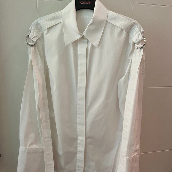 HELMUT LANG White Cotton Button Down Shirt with Straps - Women’s Size XS - Picture 1 of 9